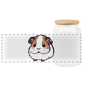 Guinea pig - Panoramic Cookie Jar with Wooden Lid - white - Front
