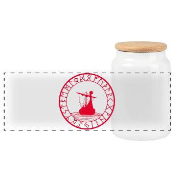 Drakkar viking rouge et boussole - Boîte à biscuits avec couvercle en bois - blanc - Devant