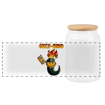 Lighter - Panoramic Cookie Jar with Wooden Lid - white - Front