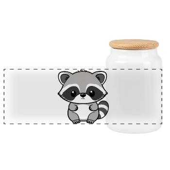 Raton laveur - Boîte à biscuits avec couvercle en bois - blanc - Devant