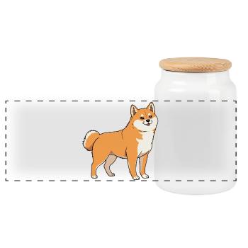 Hund Shiba Inu - Panorama Keksdose mit Holzdeckel - Weiß - Vorne