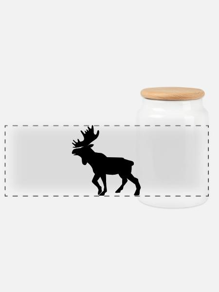 Moose - Panorama Keksdose mit Holzdeckel - Weiß