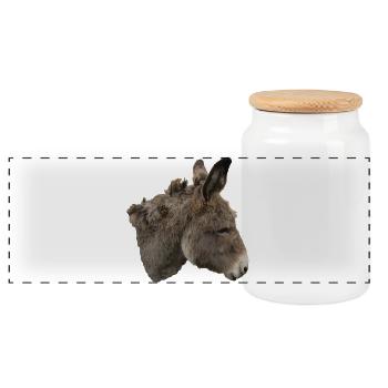 Âne - Boîte à biscuits avec couvercle en bois - blanc - Devant