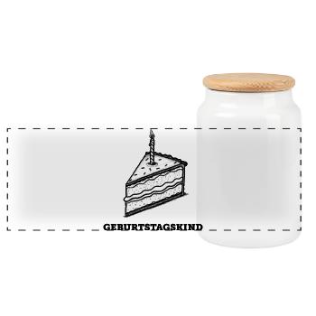 Birthday cake for the birthday boy or girl - Panoramic Cookie Jar with Wooden Lid - white - Front