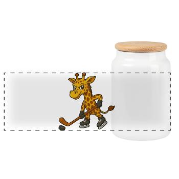 Girafe jouant au hockey hockey sur glace homme sportif courage - Boîte à biscuits avec couvercle en bois - blanc - Devant