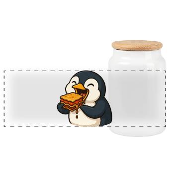 Mignon délice alimentaire de lasagne pingouin - Boîte à biscuits avec couvercle en bois - blanc - Devant