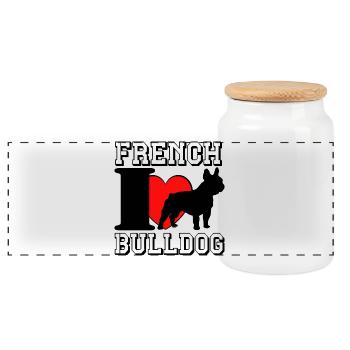 French Bulldog .............................. - Panorama Keksdose mit Holzdeckel - Weiß - Vorne