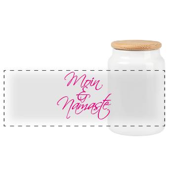 Moin & Namaste, magenta - Boîte à biscuits avec couvercle en bois - blanc - Devant