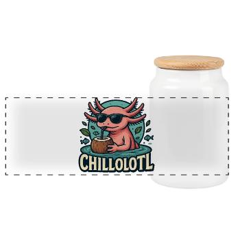 Chillolotl – Just dive in - Panoramic Cookie Jar with Wooden Lid - white - Front