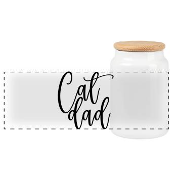 Cat Dad, Katzen Papa, Funny Shirt - Panorama Keksdose mit Holzdeckel - Weiß - Vorne