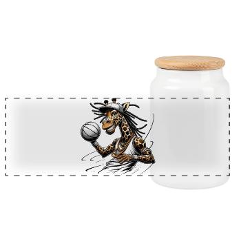 Girafe hipster avec microphone et dreadlocks - Boîte à biscuits avec couvercle en bois - blanc - Devant