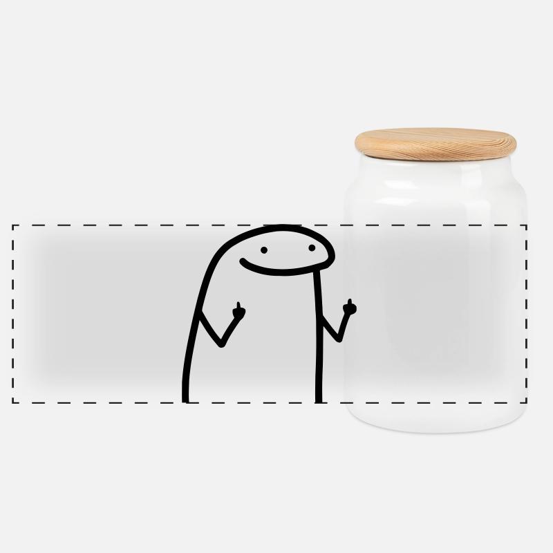 Flork der Kühe Mittelfinger Meme - Panorama Keksdose mit Holzdeckel - Weiß