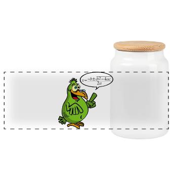 Smart bird - Panoramic Cookie Jar with Wooden Lid - white - Front