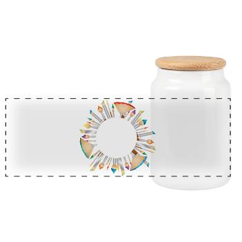 Artist brush frames – colourful & creative - Panoramic Cookie Jar with Wooden Lid - white - Front