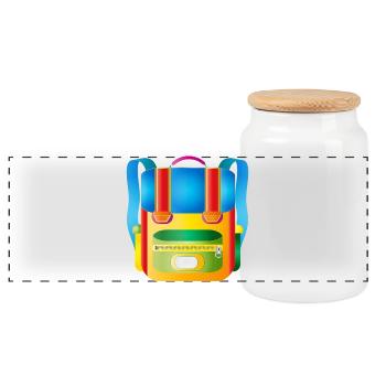 Colourful retro satchel for cool kids - Panoramic Cookie Jar with Wooden Lid - white - Front