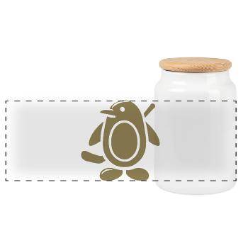 Penguin Hockey Silhouette Minimalist - Panoramic Cookie Jar with Wooden Lid - white - Front