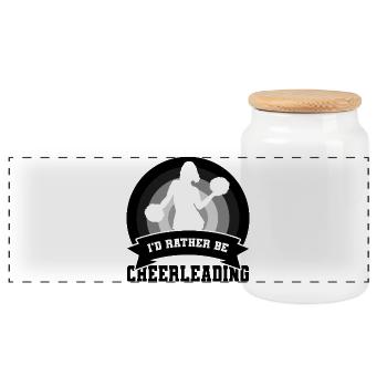 Cheerleader Saying - Panoramic Cookie Jar with Wooden Lid - white - Front
