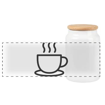 Kaffeetassen-Kunst für einzigartige Kleidung - Panorama Keksdose mit Holzdeckel - Weiß - Vorne