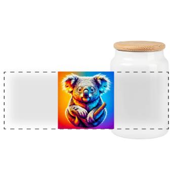 Koala - Panoramic Cookie Jar with Wooden Lid - white - Front