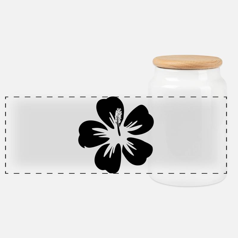Fleur d’hibiscus Graphique de couleur Tropiques librement sélectionnable - Boîte à biscuits avec couvercle en bois - blanc
