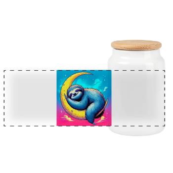 La paresse dort sur la Lune - Boîte à biscuits avec couvercle en bois - blanc - Devant