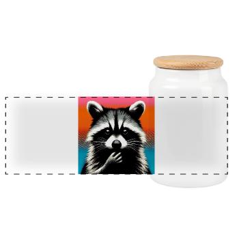 Raton laveur - Boîte à biscuits avec couvercle en bois - blanc - Devant