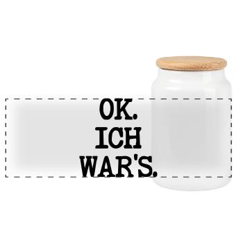 SCHULD SPRÜCHE ICH WAR ES - Panorama Keksdose mit Holzdeckel - Weiß - Vorne