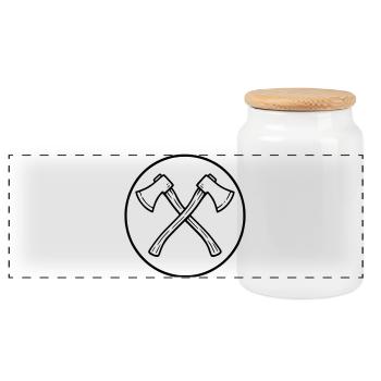 Cross axes - Panoramic Cookie Jar with Wooden Lid - white - Front