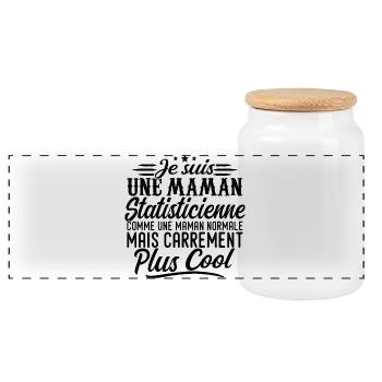 Maman Statisticienne: normale, mais en plus badass - Boîte à biscuits avec couvercle en bois - blanc - Devant
