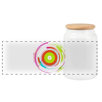 Vinyl Record Retrowave - Panoramic Cookie Jar with Wooden Lid - white - Front