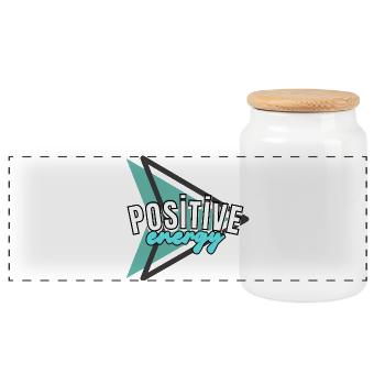 Energie positive - Boîte à biscuits avec couvercle en bois - blanc - Devant