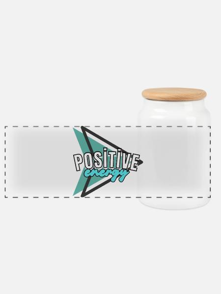Positiver Energi - Panorama Keksdose mit Holzdeckel - Weiß