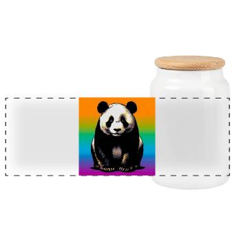 panda - Boîte à biscuits avec couvercle en bois - blanc - Devant