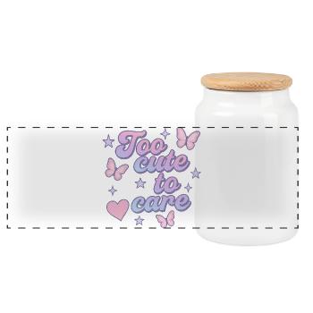 trop mignon pour s’en soucier - Boîte à biscuits avec couvercle en bois - blanc - Devant