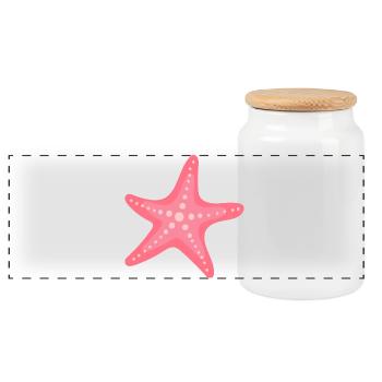 Pastellrosa Seestern – Elegantes Meeresmuster - Panorama Keksdose mit Holzdeckel - Weiß - Vorne