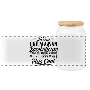 Maman Baseballeuse: normale, mais en plus badass - Boîte à biscuits avec couvercle en bois - blanc - Devant