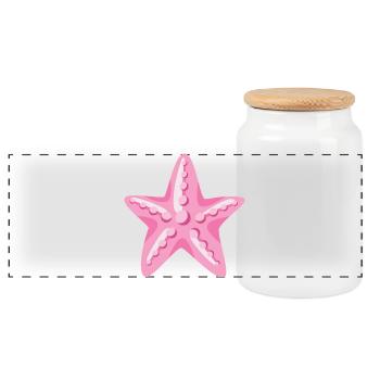 Funny Animals Ocean Minimalist Simple Star M - Panoramic Cookie Jar with Wooden Lid - white - Front