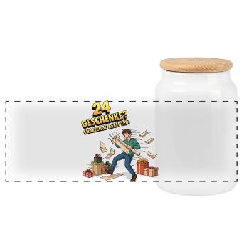 24 Geschenke? Challenge Accepted ! - Panorama Keksdose mit Holzdeckel - Weiß - Vorne