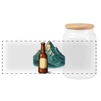 Abstract mountain landscape with bottle - Panoramic Cookie Jar with Wooden Lid - white - Front