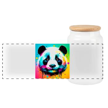 Panda - Panorama Keksdose mit Holzdeckel - Weiß - Vorne