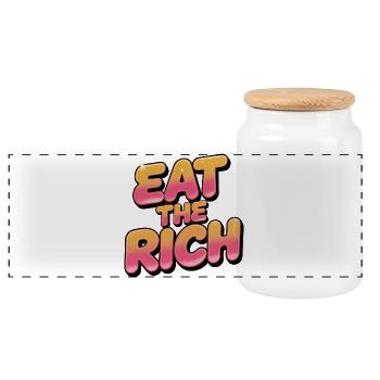 Eat the Rich - Lustiges Sozialismus-Design - Panorama Keksdose mit Holzdeckel - Weiß - Vorne
