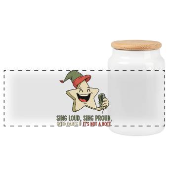 Sing loudly, sing proudly - Panoramic Cookie Jar with Wooden Lid - white - Front