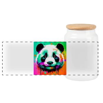 Panda - Panorama Keksdose mit Holzdeckel - Weiß - Vorne