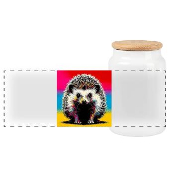 Igel - Panorama Keksdose mit Holzdeckel - Weiß - Vorne