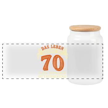 La vie commence à 70 ans pour votre 70e anniversaire - Boîte à biscuits avec couvercle en bois - blanc - Devant