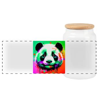 Panda - Panorama Keksdose mit Holzdeckel - Weiß - Vorne