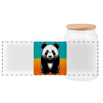 Panda - Panorama Keksdose mit Holzdeckel - Weiß - Vorne