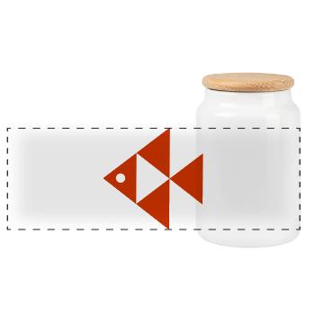 Retro Fish Geometric Design - Panoramic Cookie Jar with Wooden Lid - white - Front