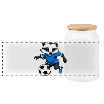 Dachse Fussball - Panorama Keksdose mit Holzdeckel - Weiß - Vorne