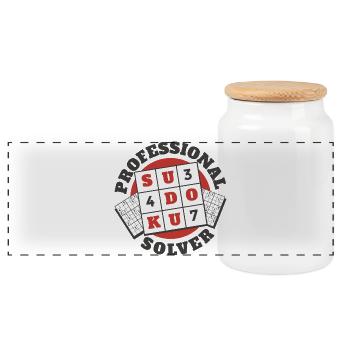 Professioneller Sudoku-Puzzle-Spieler - Panorama Keksdose mit Holzdeckel - Weiß - Vorne